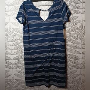 Billabong Shirt Dress Striped Blue V Neck NEW